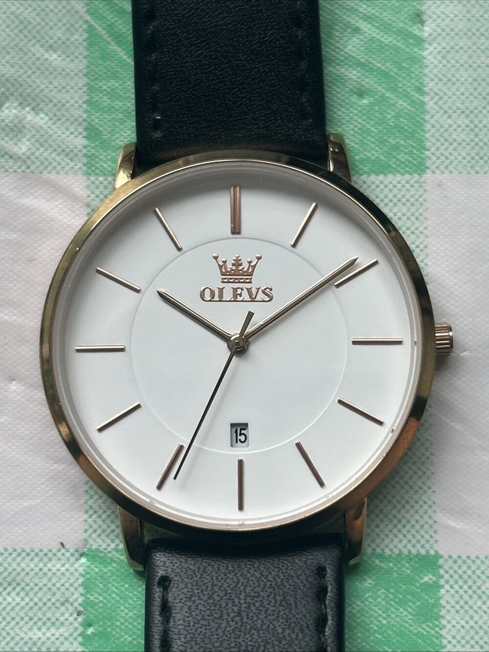 Olevs White Dial Gold Tone Case Men’s Quartz Watch